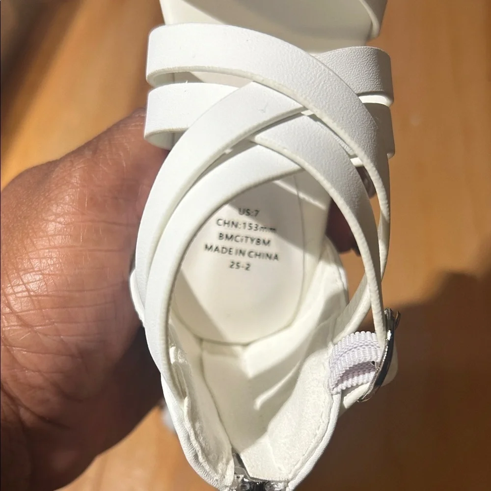 Chic White Strappy Sandals with Block Heel